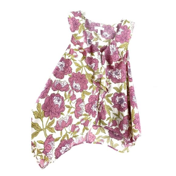 Leith Floral Sleeveless Top Ruffles Racerback Fairy Prairie Cottage Size Small - Picture 4 of 12